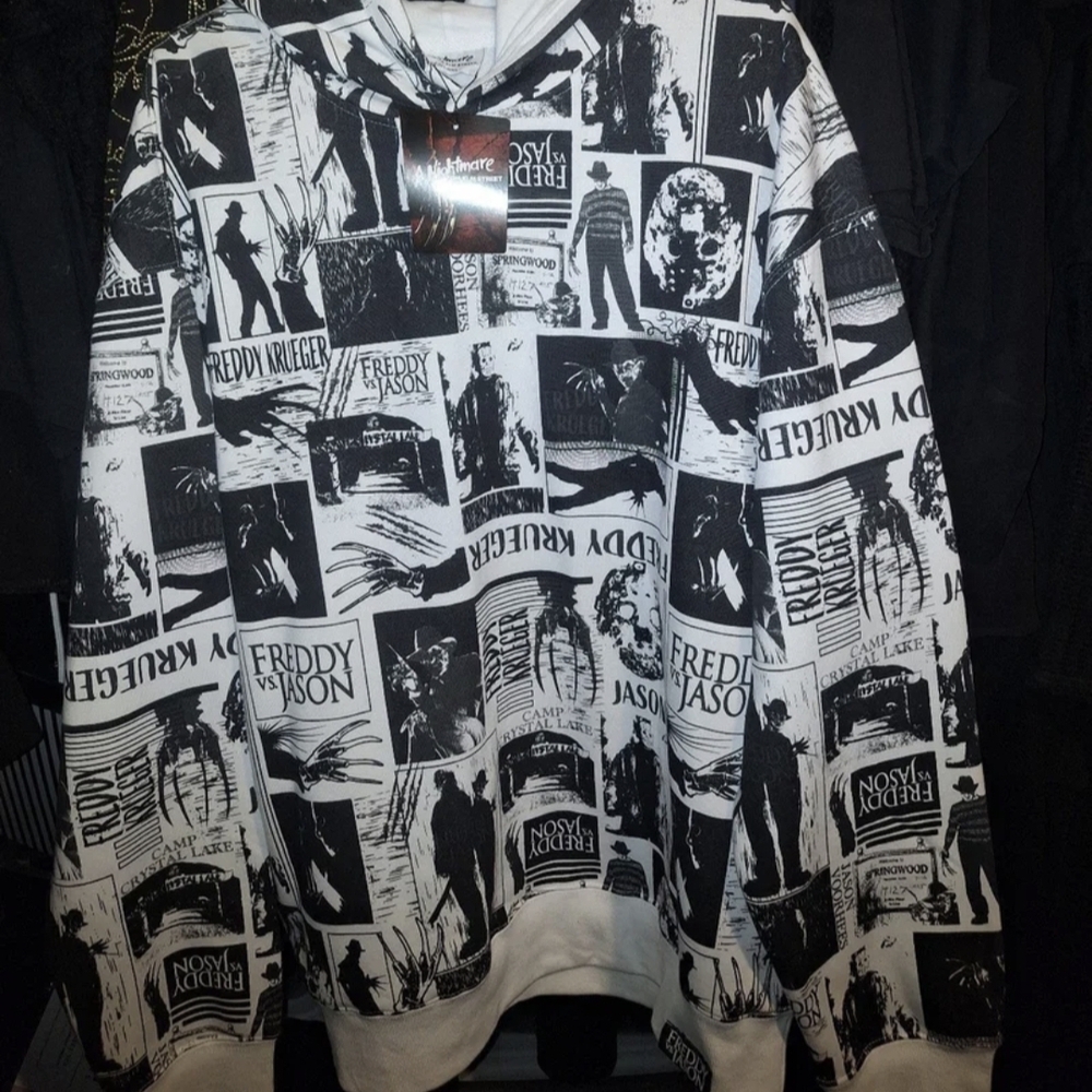 Freddy vs Jason Black and White Graphic Sweater